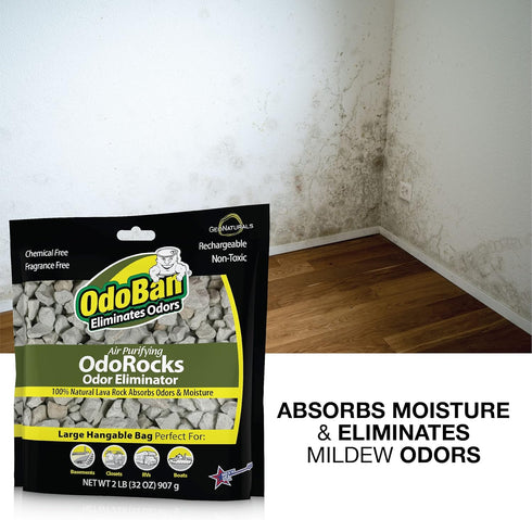 OdoBan Natural Odor Eliminator OdoRocks Made from Volcanic Rocks, 2 Pound Bag, Fragrance Free