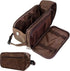 PAVILIA Toiletry Bag for Men, Dark Brown Travel Essentials Shaving Dopp Kit, Organizer Case for Grooming