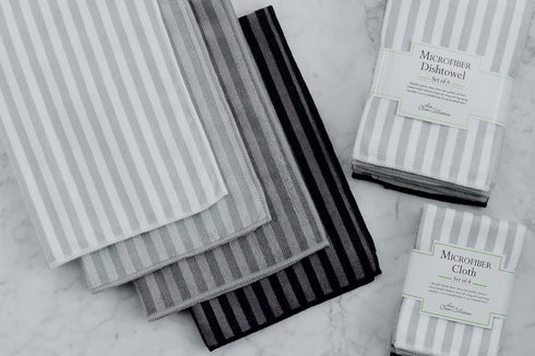 Set DII Cleaning Collection Multi-Purpose Microfiber, Gray Stripes, Dishtowel