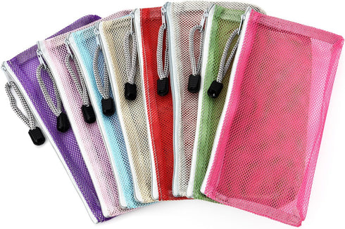 Shappy 8 Pieces Mesh Makeup Bag, Zipper Carry Bag Organizer for Toiletry and Cosmetics, 8 Colors
