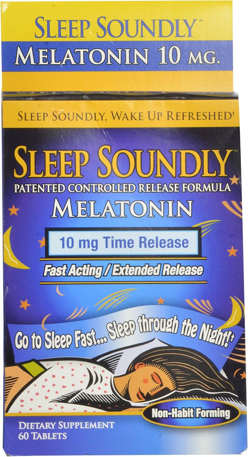 Sleep Soundly Melatonin 10mg, Fast Acting, Extended Release Sleep Formula, 60 Servings, Blue