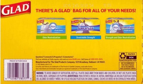 Glad Tall Kitchen Drawstring Trash Bags, 60 Ct, 13 Gal with Reinforcing Bands