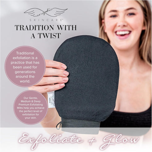 Seraphic Skincare Premium Exfoliating Mitt, Gentle Korean Exfoliating Glove for Sensitive Skin