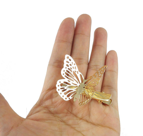 Yueton Pack of 2 Golden Butterfly Hair Clips, Bride Headwear Accessories