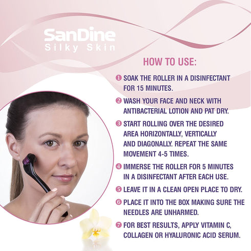 Microneedle Skin Roller - 540 Micro Needle Skin Care System - Titanium for Silky Smooth Skin - FREE E-Book