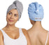 Turbie Twist 2-Pack Microfiber Hair Towel, Hair Wrap Turban for Straight, Wavy & Curly Hair - Grey & Blue