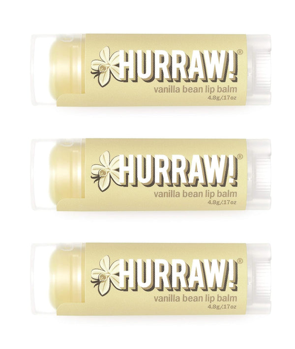 Hurraw! Vanilla Bean Lip Balm, 3 Pack: Organic, Vegan, Gluten Free, 100% Natural Ingredients