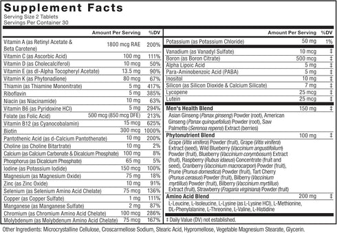 Force Factor Men’s Multivitamins, 60 Tablets - Multivitamin for Men Plus Amino Acids with 27 Vitamins and Minerals