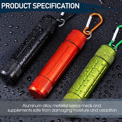 3 Pieces Portable Sealed Metal Container Bottles, Waterproof Travel Jars with Key Chain (3 Colors)