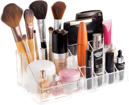 Masirs Clear Cosmetic Storage Organizer, Elegant Makeup & Jewelry Sorter for Vanity, Bathroom Counter, Transparent