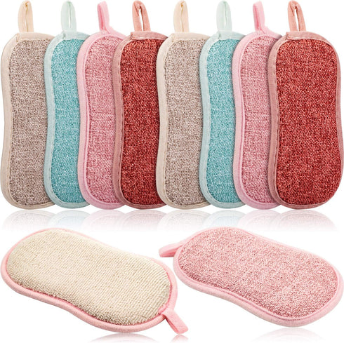 10 Pieces Reusable Kitchen Sponges, Non-Scratch Microfiber Scrubber Pads for Cleaning Dishes & Pots