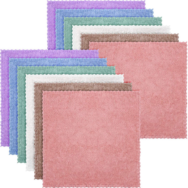 Syhood 12 Pcs Microfiber Face Wash Cloths, 10 x 10 Inch Makeup Remover Towel, Reusable Soft Cleansing Towels