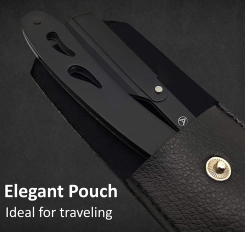 Professional Straight Razor for Men, 20 Barber Razor Blades & Carrying Case, Straight Edge Shaving Kit