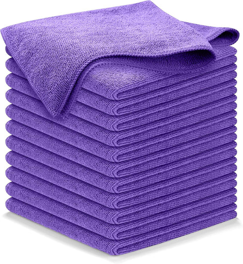 Microfiber Cleaning Cloth - 12Pcs (16x16 in) Ultra Absorbent, High Performance for Streak-Free Shine, Scratch Proof,