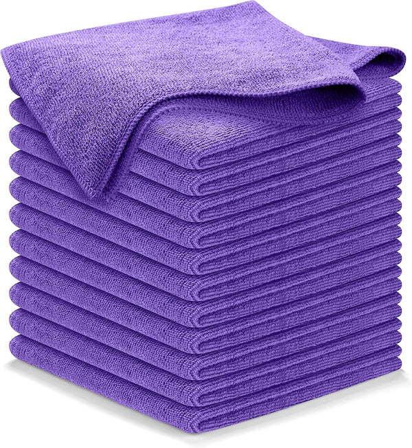 Microfiber Cleaning Cloth - 12Pcs (16x16 in) Ultra Absorbent, High Performance for Streak-Free Shine, Scratch Proof,
