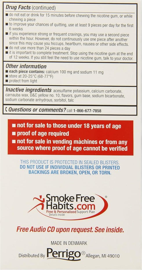 GoodSense Nicotine Polacrilex Uncoated Gum 4 mg, Mint Flavor, Stop Smoking Aid, 110 Count