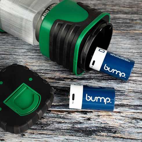 bump D 1.5V Rechargeable Batteries, 2 Pack, Lithium Ion, High Output, Charger Cable Included