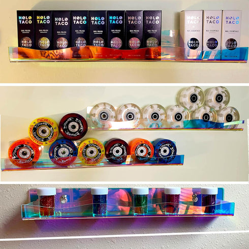 YMVV 15" Nail Polish Rack, Wall Mounted Shelf, 6 Pack Clear Acrylic Organizer for Nail Supplies
