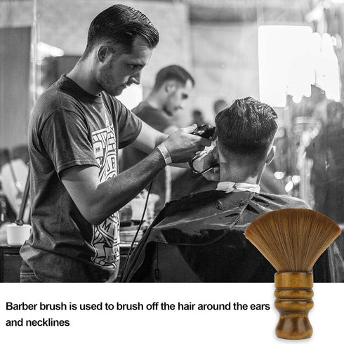 Large Barber Brush Neck Duster, Soft Professional Hair Sweep Brush with Natural Fiber Wooden Handle