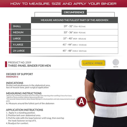 OTC Abdominal Binder for Men, Three-Panel Body, 9-Inch Elastic