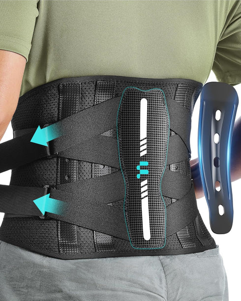 Back Brace for Women Men - Ergonomic Curved Spine Support with Carbon Fibre Splints for Lower Back Pain Relief
