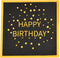 HOME-X Happy Birthday Black and Gold Paper Napkins - Square Party Napkins, 48 Count
