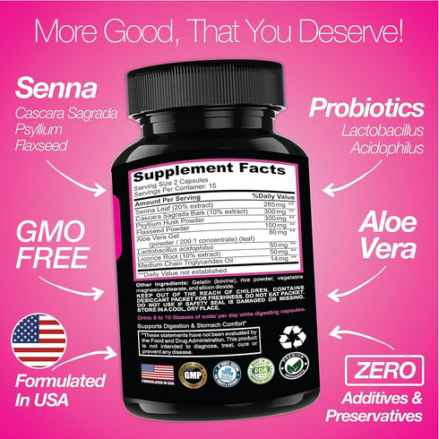 7 Day Cleanse Program, Colon Detox with Natural Laxative for Constipation & Bloating, Extra-Strength Senna Leaf