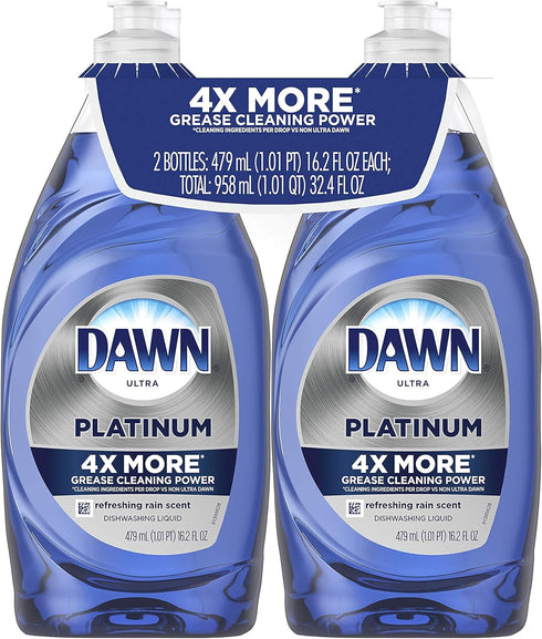 Dawn Platinum Dishwashing Liquid, 16.2 Fl Oz Refreshing Rain (Pack of 2)