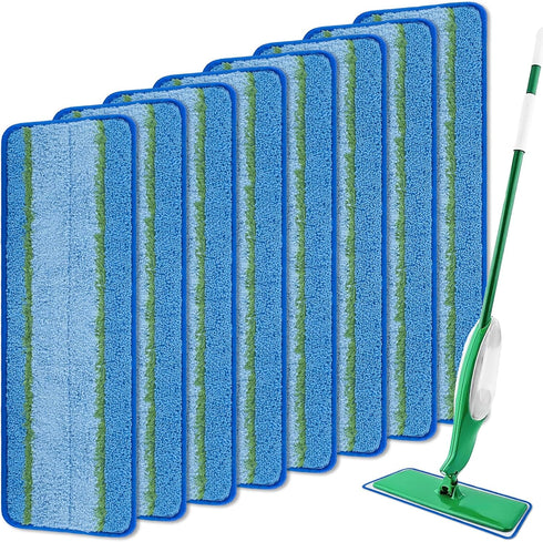 8 Pack Upgrade Mop Head Replacement for Libman Freedom Spray Mop, Microfiber Reusable & Washable Pads (Blue)