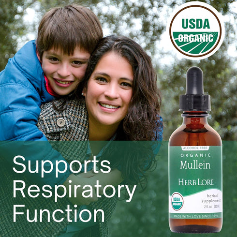 Herb Lore 2 oz Mullein Tincture - Organic Mullein Drops for Lungs - Alcohol Free - fl