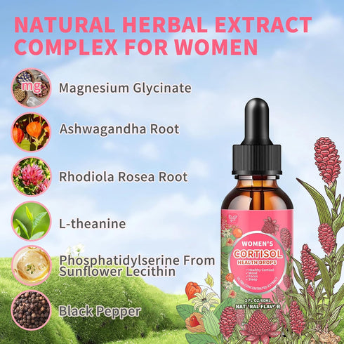 Hudetex Flavor,2 Oz Cortisol Supplements for Women Liquid Drops,Cortisol Manager