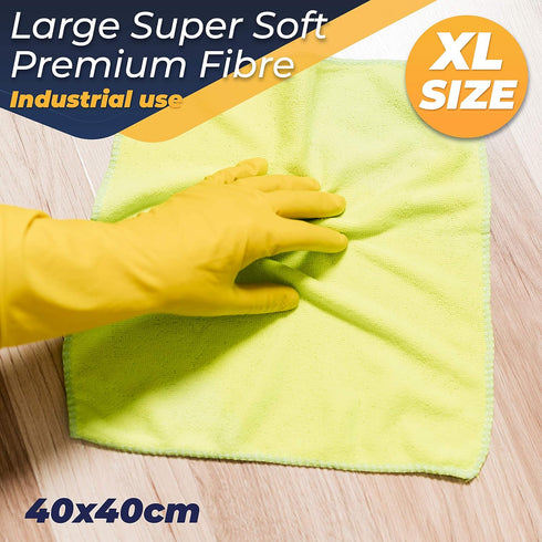 Microfibre Cleaning Cloth, White, Pack of 10, Large Size: 40x40cm, Super Soft Premium Streak Free Washable Cloth Duster