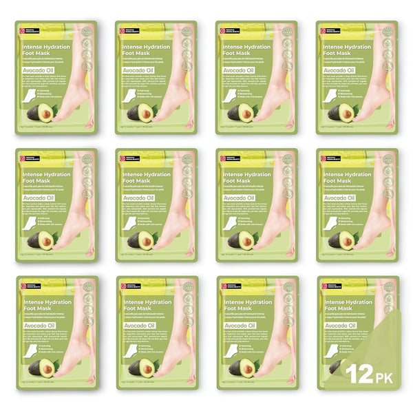 Original Derma Beauty Foot Mask Set, 12 Pairs Intense Hydration Avocado Oil Moisturizing Foot Masks