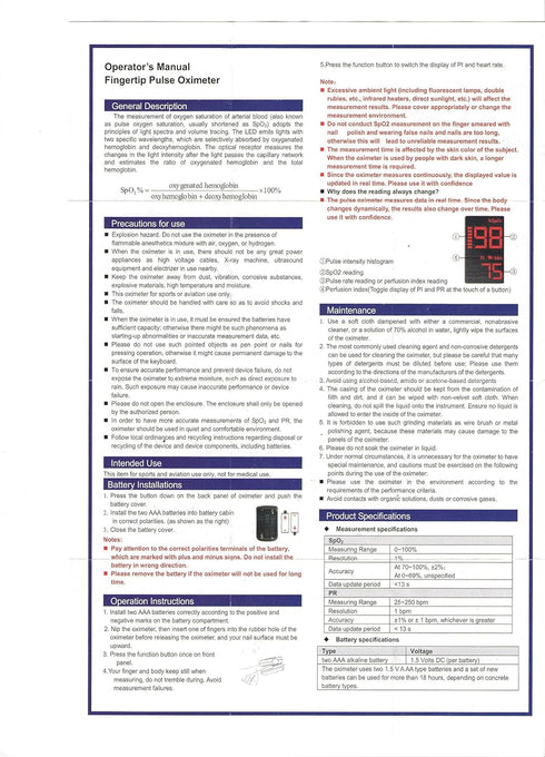 Bluetooth Pulse Oximeter Fingertip Monitor, HOLFENRY, for Heart Rate and Oxygen Saturation