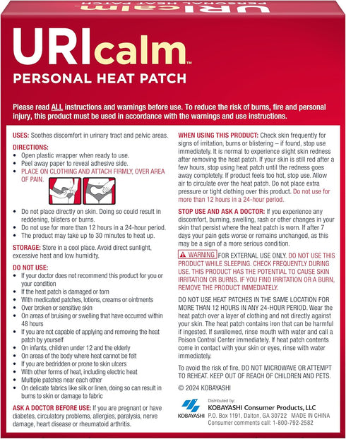 Uricalm 12 3 Count Personal Heat Patch, Soothes Discomfort in Urinary Tract and Pelvic Areas, Up to Hours of Warmth