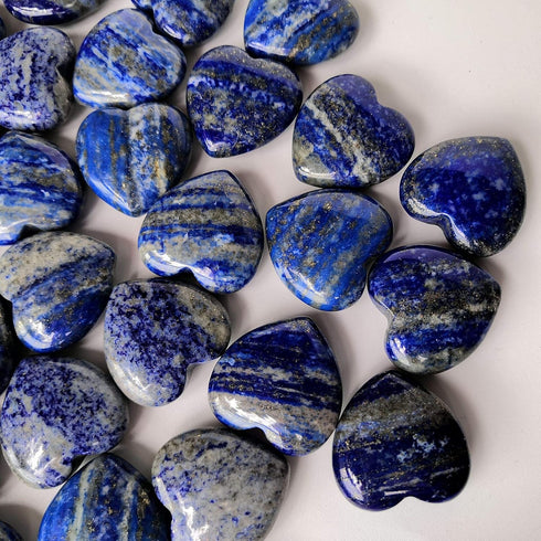 4 Pcs Natural Lapis Lazuli Love Heart Palm Stone Reiki Balancing Worry Stone (1 Inch)