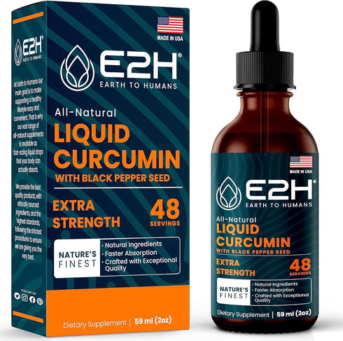E2H Liquid Turmeric Curcumin for Better Absorption - Natural Joint Support - Turmeric Root Extract with Black Pepper