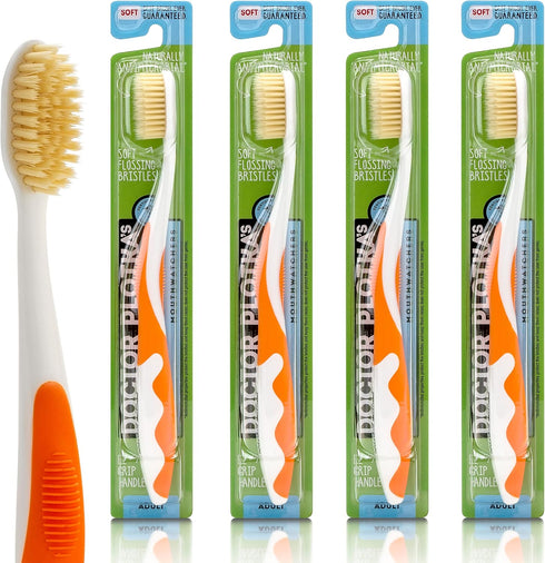 MOUTHWATCHERS Dr Plotkas Extra Soft Bristle Toothbrush - Manual Soft Toothbrush for Sensitive Teeth, 4 Count