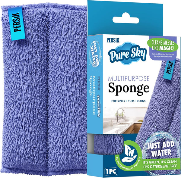 Pure-Sky Ultra-Microfiber Cleaning Sponge – Kitchen, Household and Dish Sponges – Just Add Water, No Detergents Needed