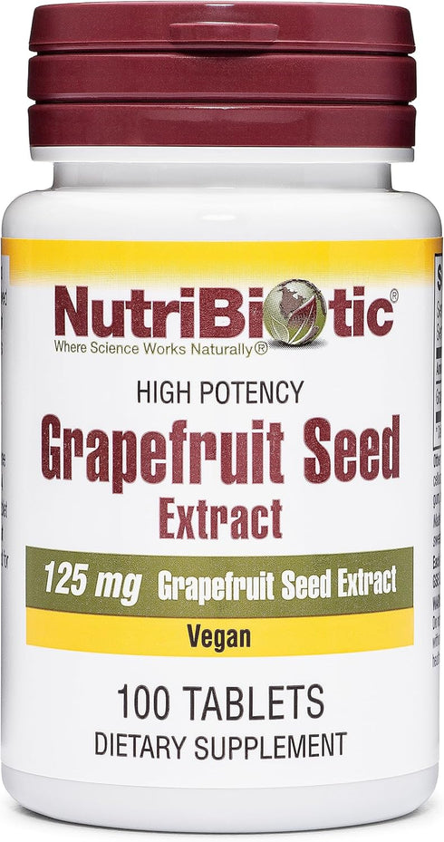 NutriBiotic Grapefruit Seed Extract Tablets, 125mg, 100 Count | Premium Grade GSE with Bioflavonoids | Potent Immune &