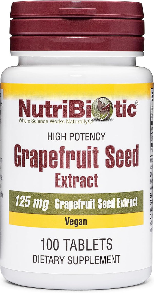 NutriBiotic Grapefruit Seed Extract Tablets, 125mg, 100 Count | Premium Grade GSE with Bioflavonoids | Potent Immune &