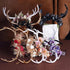 MOSTORY Handmade Pink White Antler Headband - Boho Fairy Deer Horns Hair Accessory for Renaissance Halloween Cosplay