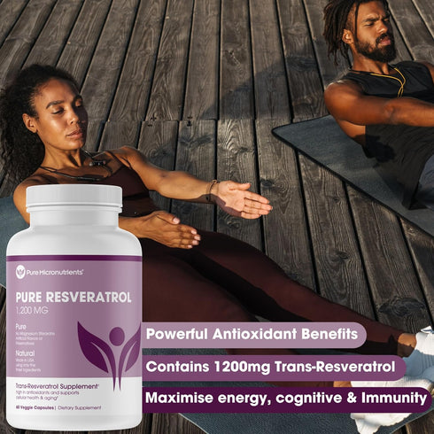 Pure Micronutrients Extra Strength Resveratrol Supplement - 1200mg Trans-Resveratrol for Heart & Immune Health, 60