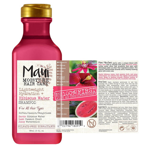 Maui Moisture Lightweight Hydration Shampoo + Hibiscus Water for Daily Moisture, 13 fl oz