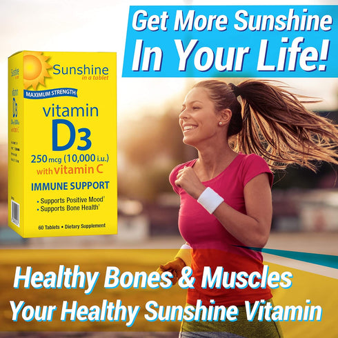 Sunshine 10,000 30 Vitamin D IU, Healthy and Strong Bones, Servings