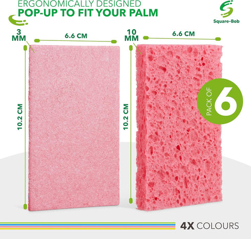 6 PCs Compressed Sponges, Non-Scratch Kitchen Sponges for Dishes Cleaning, Biodegradable Quick Drying Cellulose