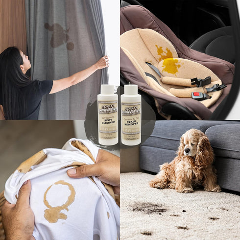 CleanClad Kit - Powerful Fabric, Carpet & Upholstery Spot Cleaners, Includes (2) 4oz Bottles
