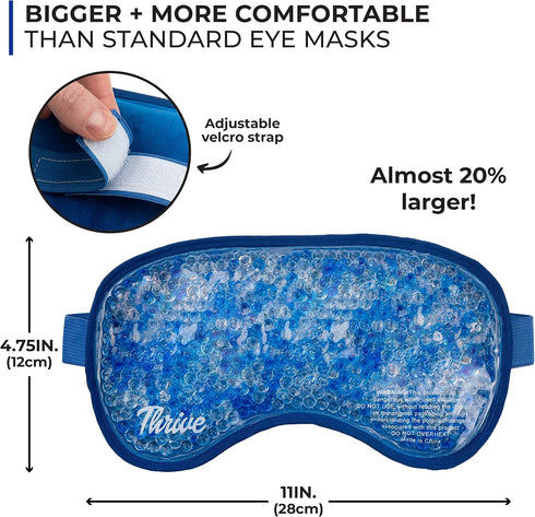 Thrive Hot & Cold Gel Bead Sleep Mask - Large Blush with Adjustable Strap, Migraine Relief & Puffiness Control