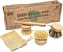 Jungle Culture Bamboo Dish Brush Set, 4 Piece with 3 Replacement Heads & Loofah Sponge, Eco-Friendly