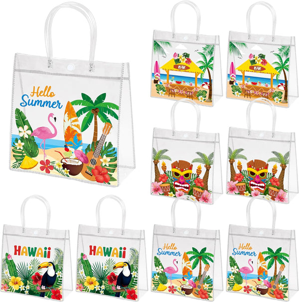 H1vojoxo Summer Hawaiian Gift Bags - 24PCS Hello Summer Clear Gift Bags
